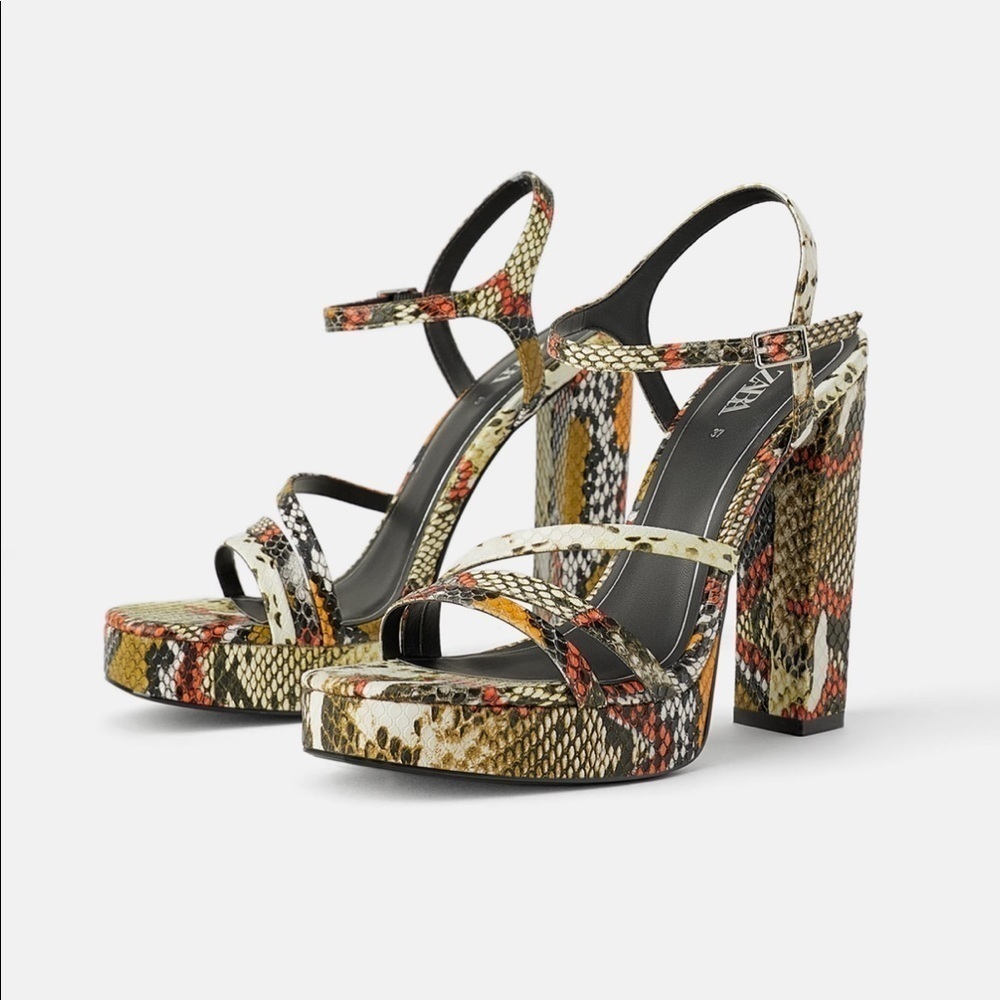 ZARA Animal Print High Heel Sandals